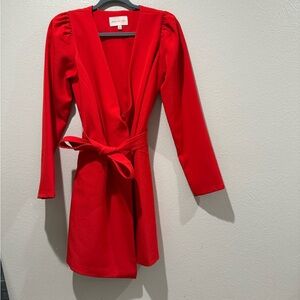 NWOT Adelyn Rae Vibrant Red Long Sleeve Dress. PTP 16” Length 33”
